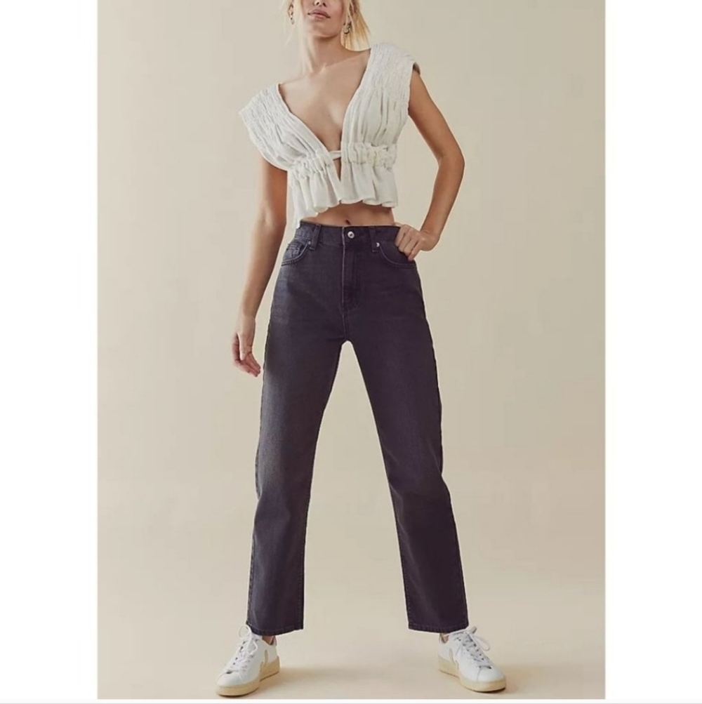 FREE PEOPLE Pacifica Straight Leg Jeans in Worn Black•Size 31•NWT - Picture 4 of 15